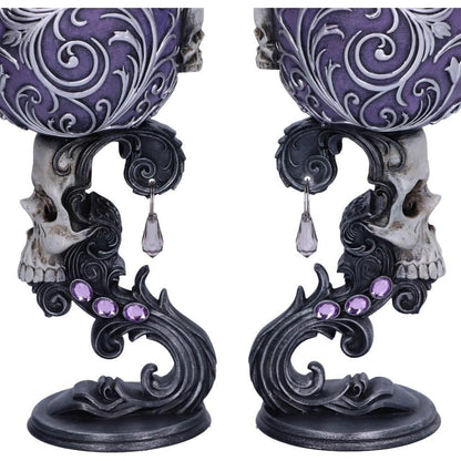 Deaths Desire Twin Skull Heart Set of Two Goblets 18.5cm 2 9