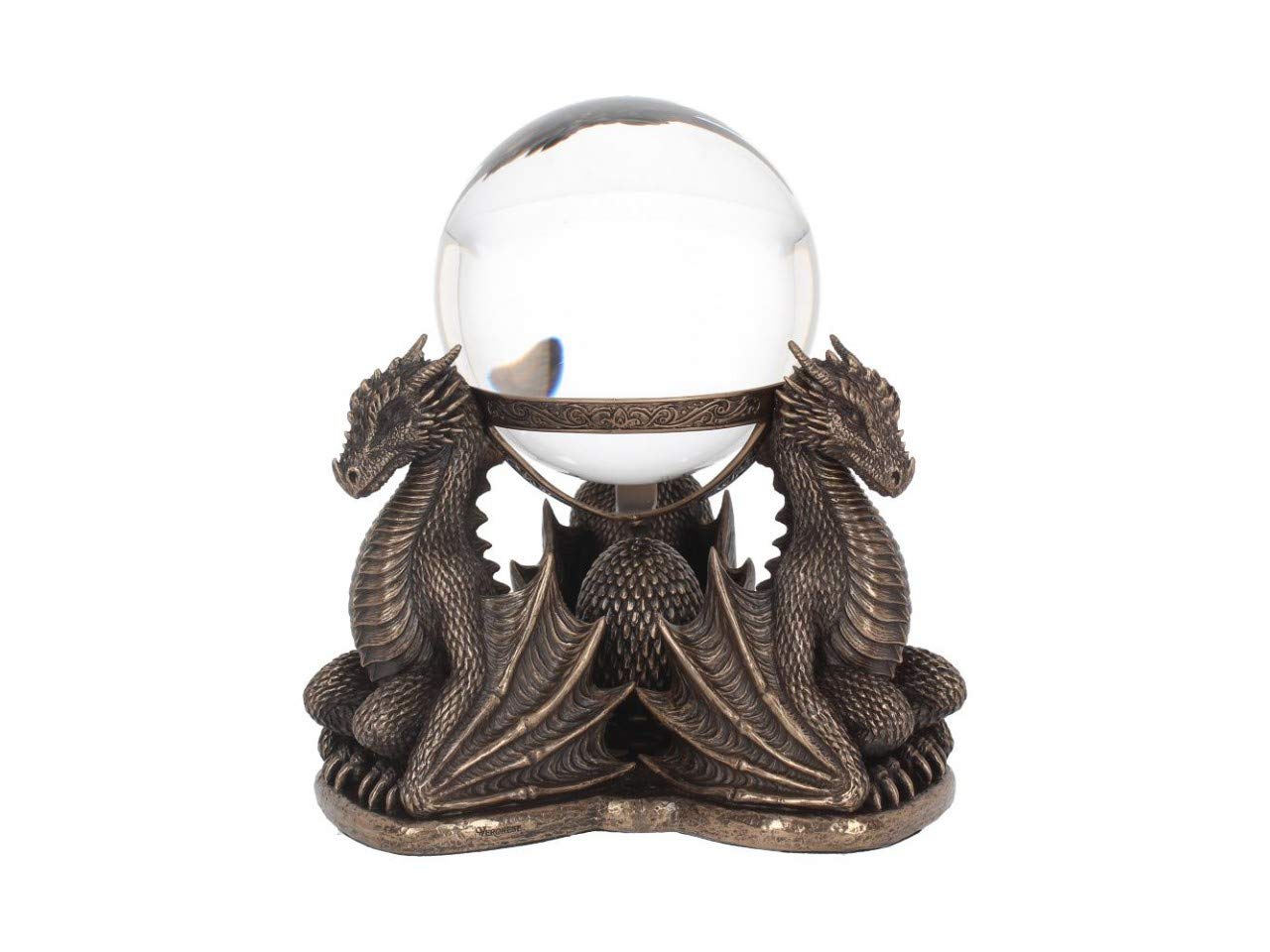 Bronze Dragons Prophecy Mythical Crystal Ball Holder 18.5cm 6