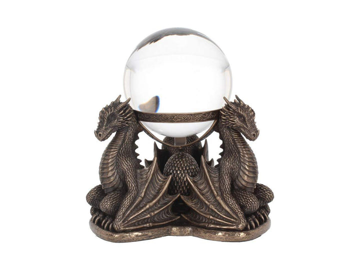 Bronze Dragons Prophecy Mythical Crystal Ball Holder 18.5cm