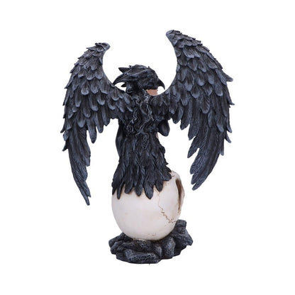 Riven Gothic Winged Figurine Seated on Skull 35cm Statue 3