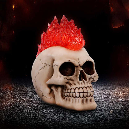 Hot-Headed Decorative Resin Skull Flame Mohawk 19cm 7