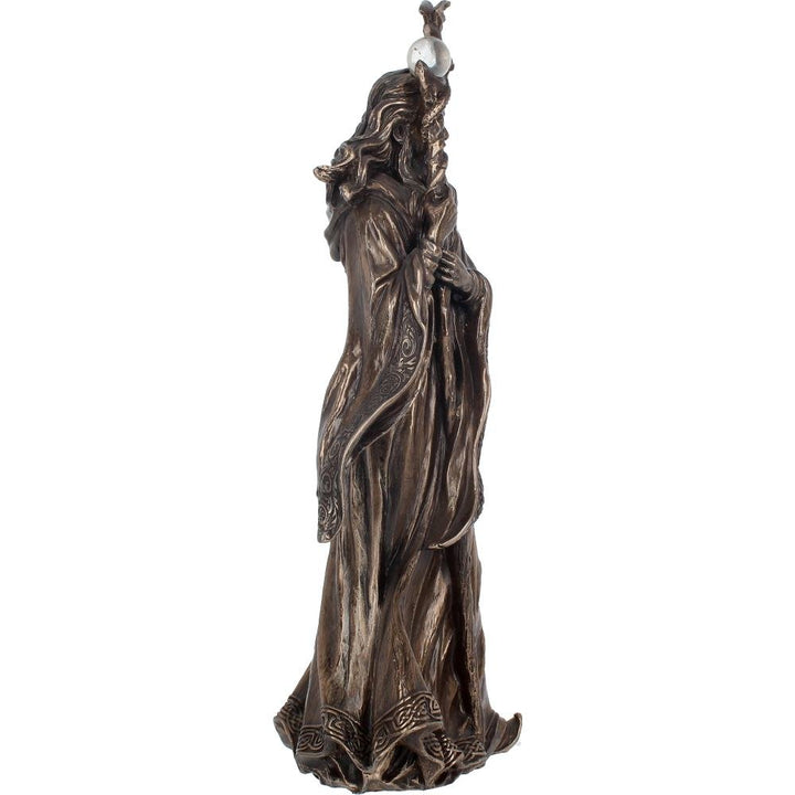 Bronze Wizard Merlin Figurine Arthurian Magic Sorcerer Ornament 28cm