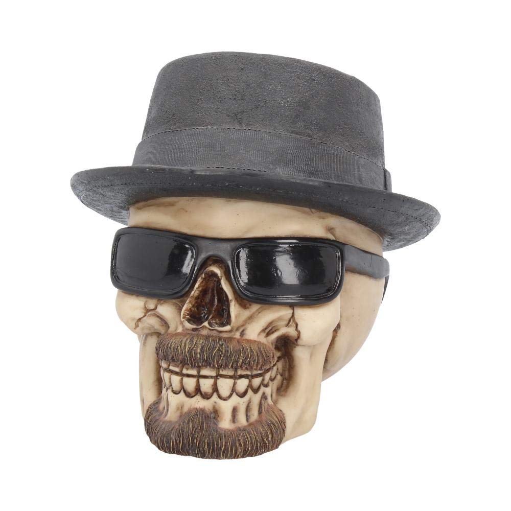Small Badass Hat and Sunglasses Skull Figurine 14cm