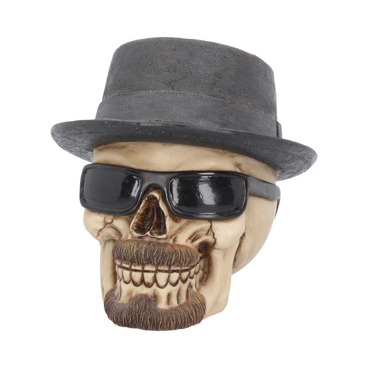 Small Badass Hat and Sunglasses Skull Figurine 14cm