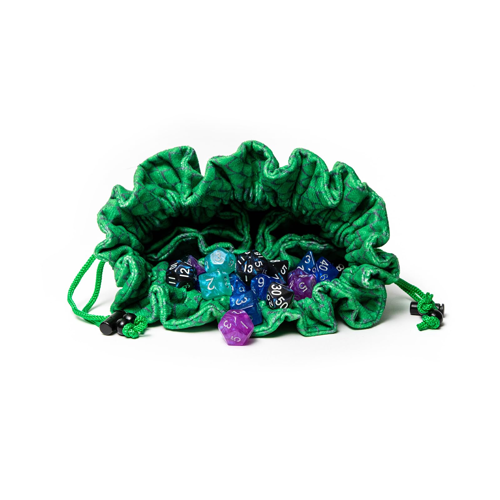 Metallic Dice Games FanRoll Dragon Storm TM Velvet Compartment Dice Bag: Green Dragon Scales 1