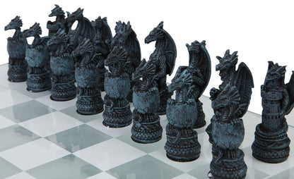 Raised Fantasy Dragon Chess Set with Corner Towers 43cm 3