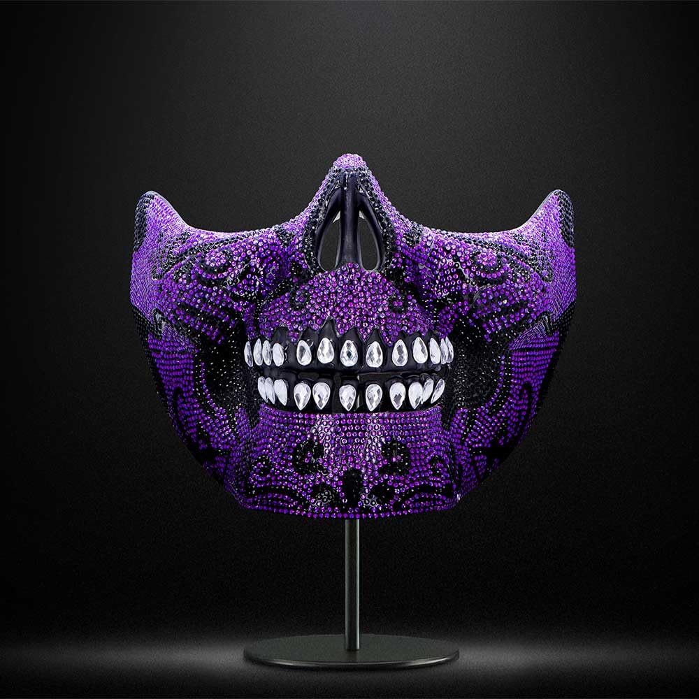 Jewelled Masquerade Purple 17.5cm Day of the Dead Mask for Cosplay 8