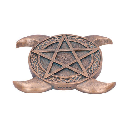 Bronze Triple Moon Pentacle Incense Burner 15.5cm 2