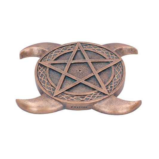 Bronze Triple Moon Pentacle Incense Burner 15.5cm 2