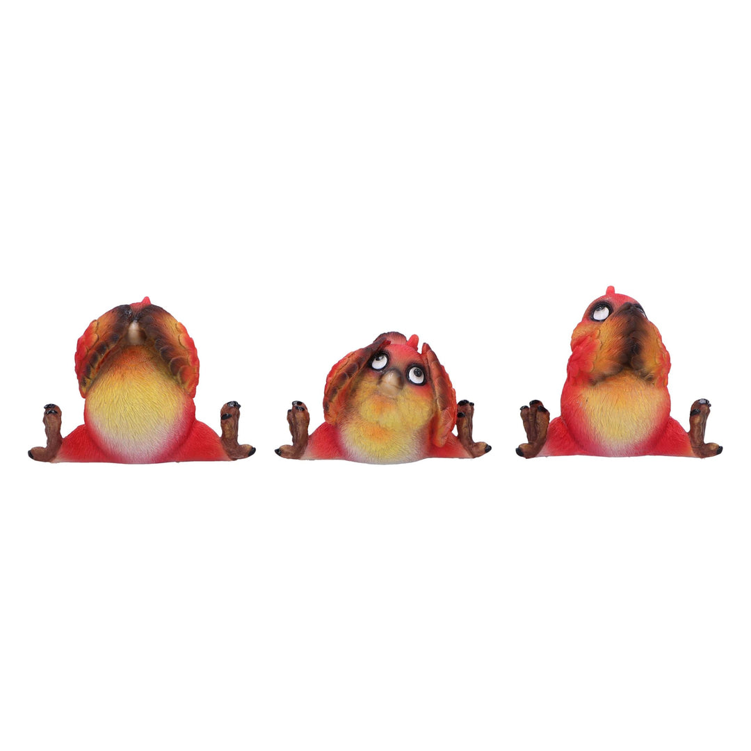 Comical Three Wise Bird Figurines Birds 9.8cm
