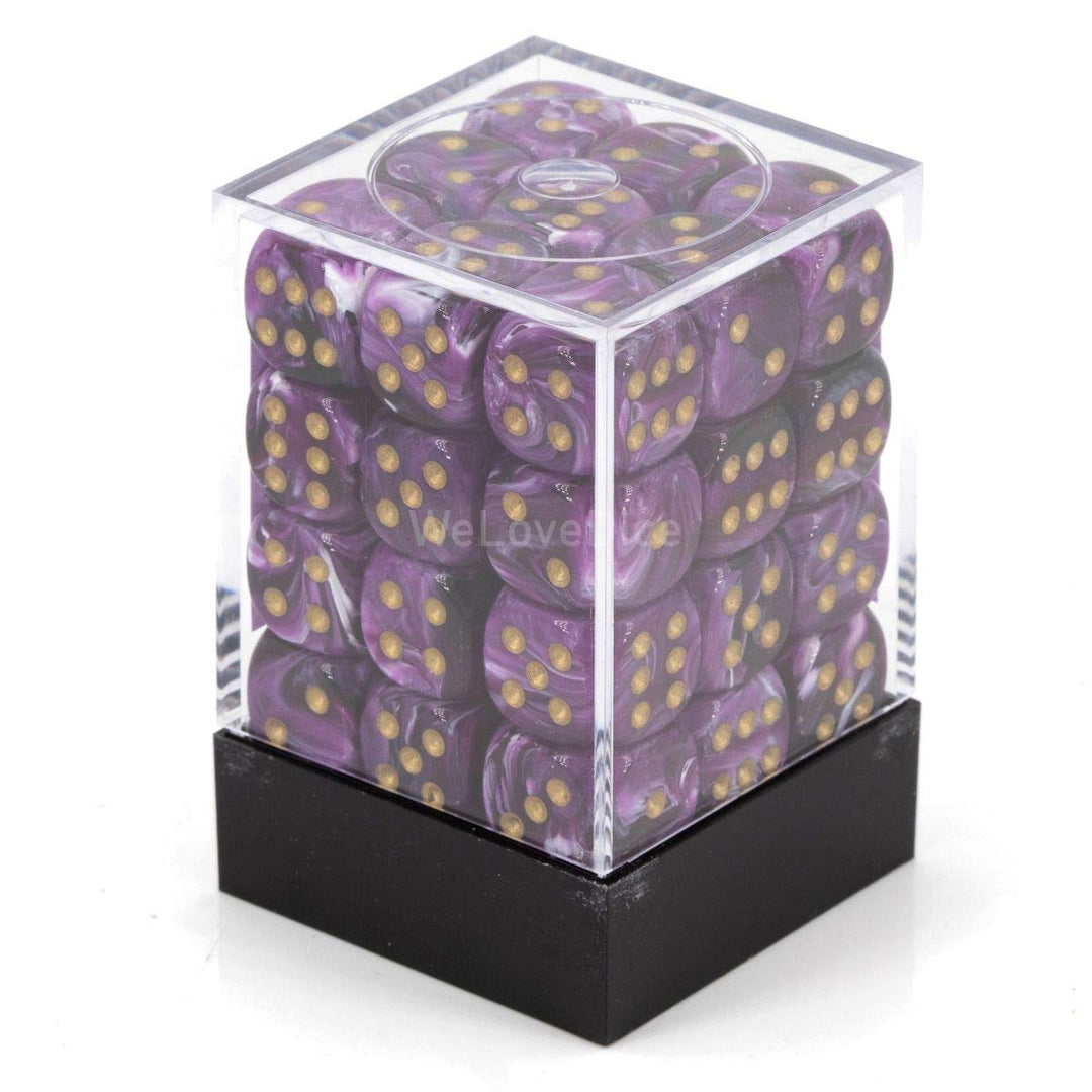 DND Dice Set-Chessex D&D Dice-12mm Vortex Purple and Gold Plastic Polyhedral Dice Set-Dungeons and Dragons Dice Includes 36 Dice – D6, Various (CHX27837)