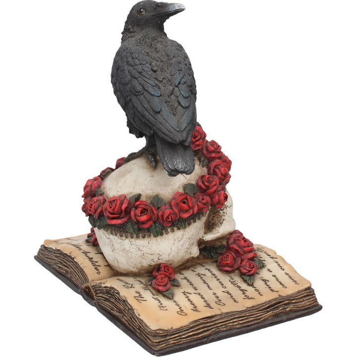 Heartaches Reflection Raven Figurine Skull Rose Valentine Ornament 17cm