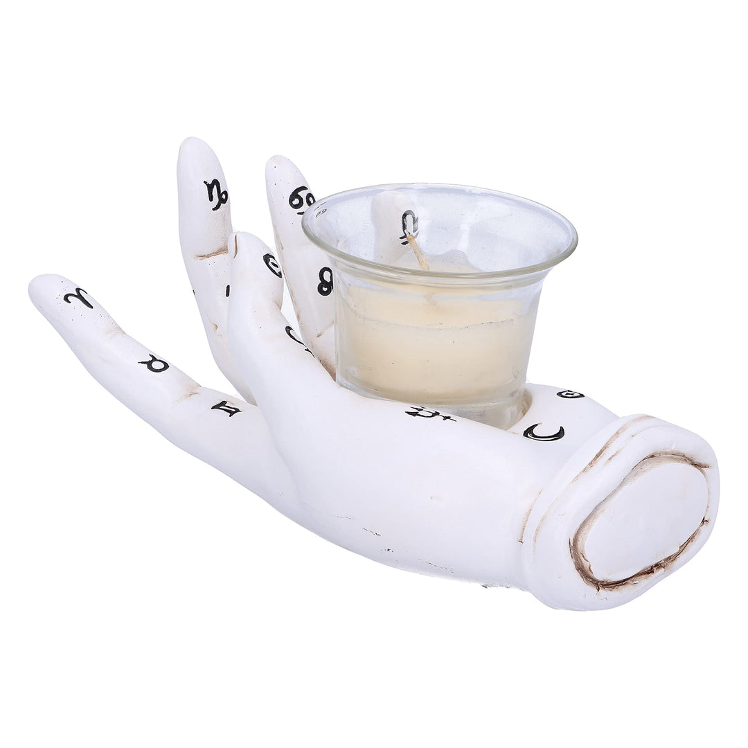 Palmists Prediction White Chiromancy Hand Candle Holder 18.3cm