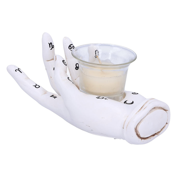 Palmists Prediction White Chiromancy Hand Candle Holder 18.3cm