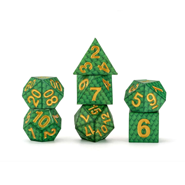 FanRoll by Metallic Dice Games Dragon StormTM Silicone Dice Set: Green Dragon Scales