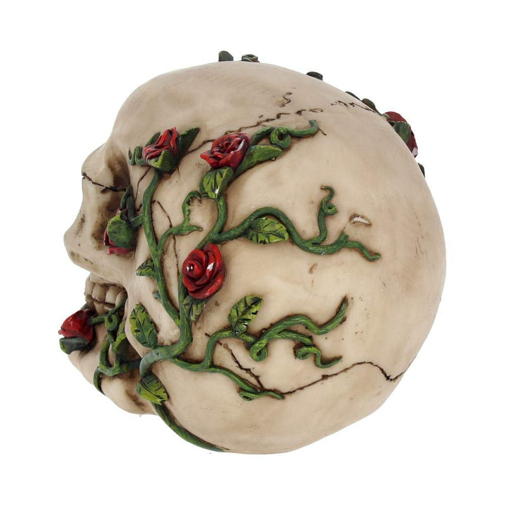 Rose From Beyond 15cm Gothic Vine Covered Skull Figurine