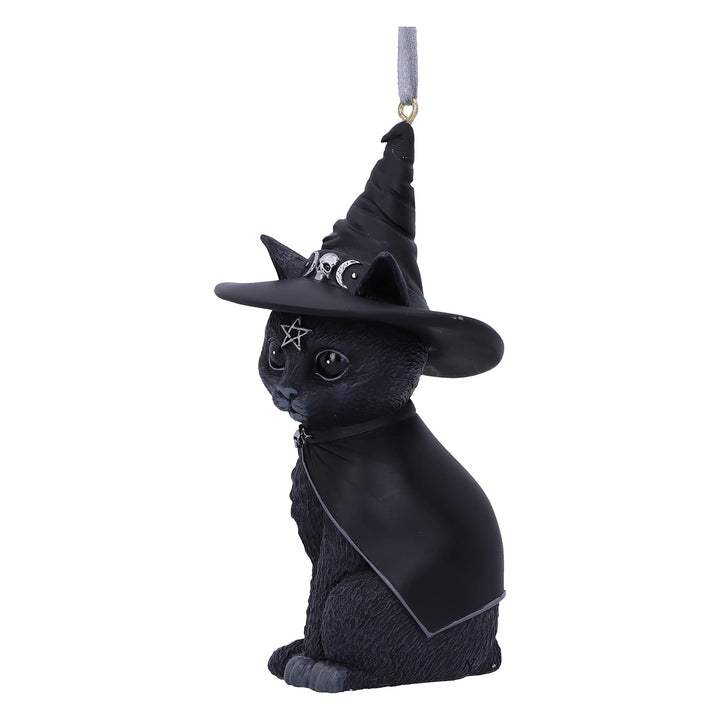Purrah Black Witch Cat Hanging Decorative Ornament 11.5cm