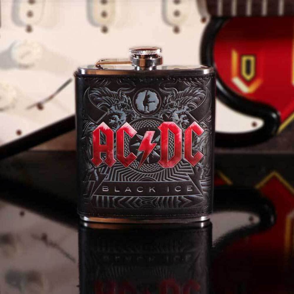 ACDC Black Ice Album Embossed Hip Flask Officially Licensed 7