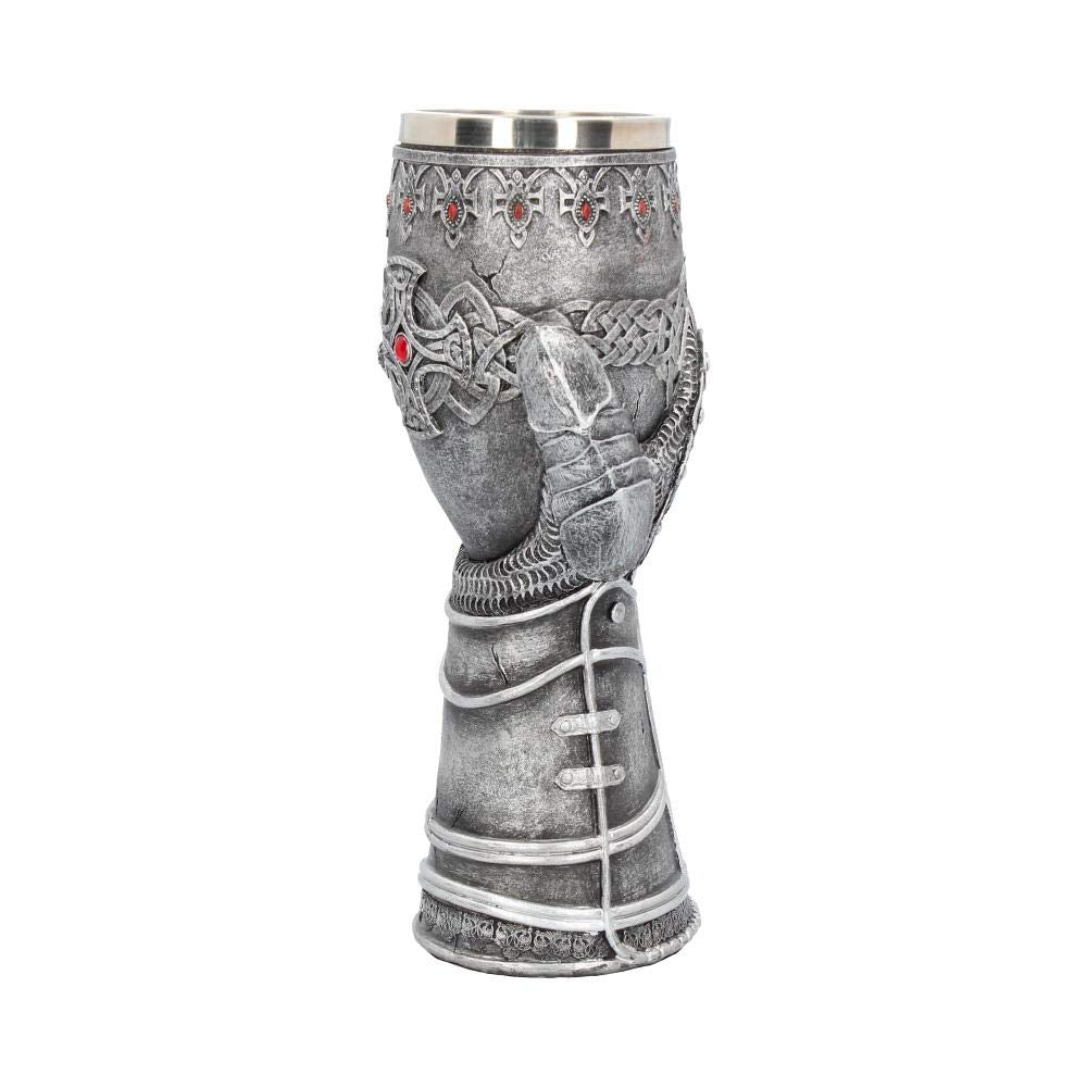 Medieval Knight Gauntlet Wine Goblet Hand Painted 23cm 2