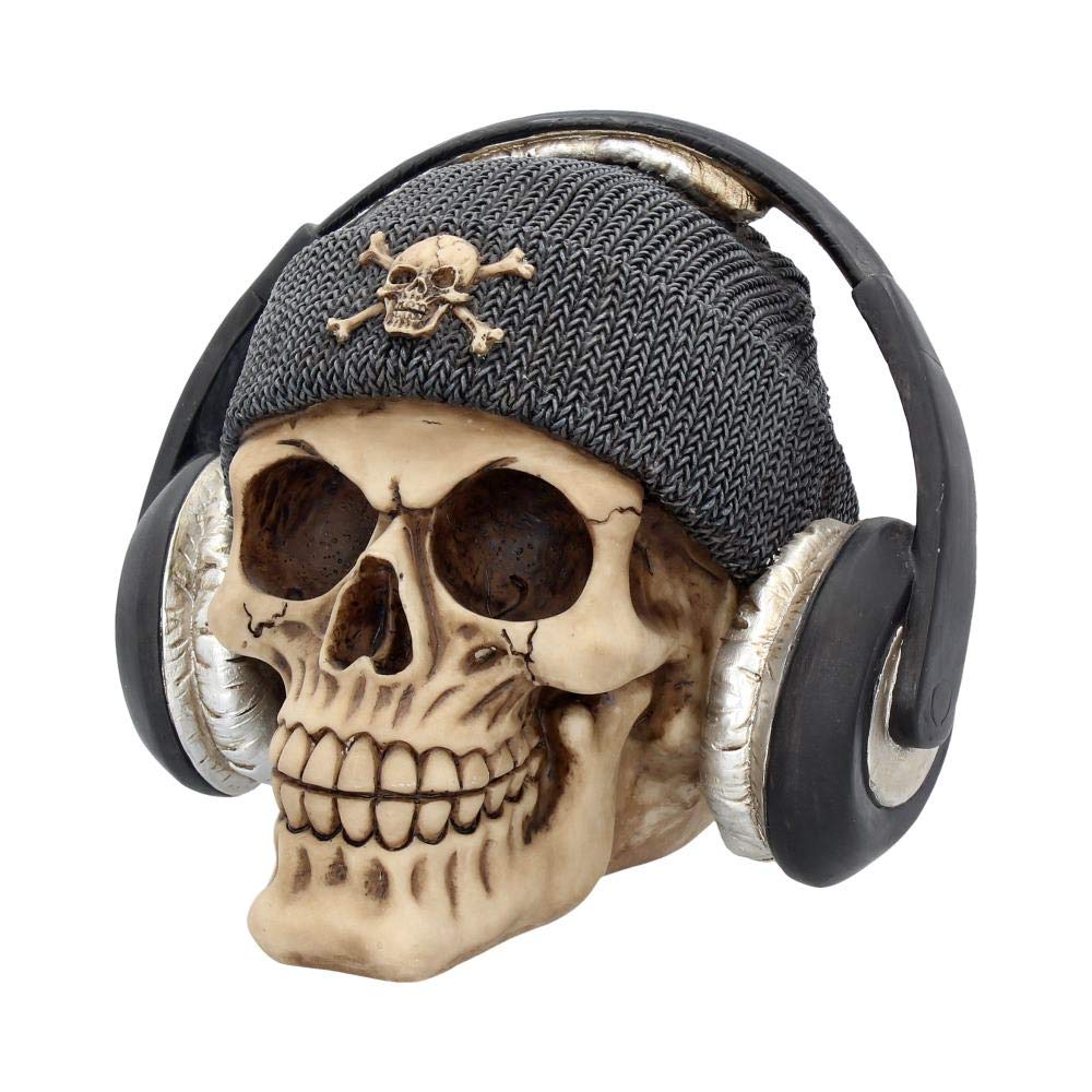 Dead Beat Headphones Skull 17cm Grey Beenie Hat Polyresin 2