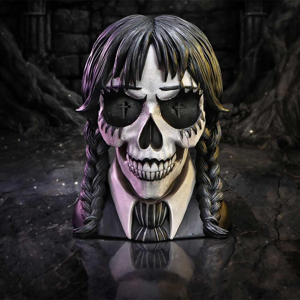 Dark Glare Gothic School Girl Skull by Nemesis Now 16cm