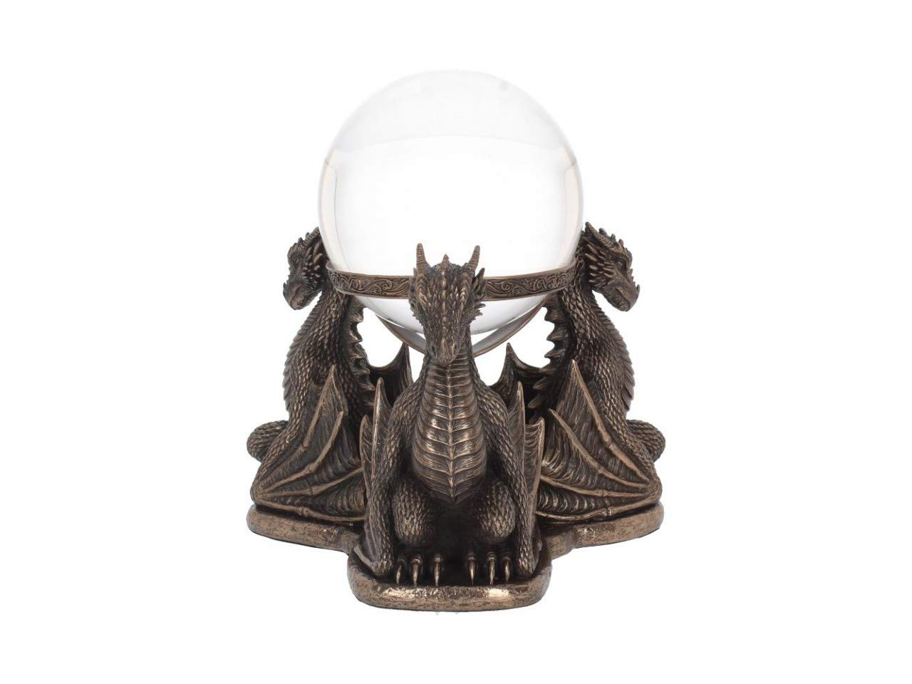 Bronze Dragons Prophecy Mythical Crystal Ball Holder 18.5cm 5