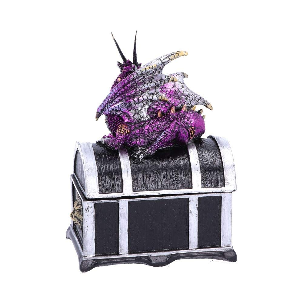 Reptilian Riches Dragon Sitting on a Treasure Chest Storage Box 15cm