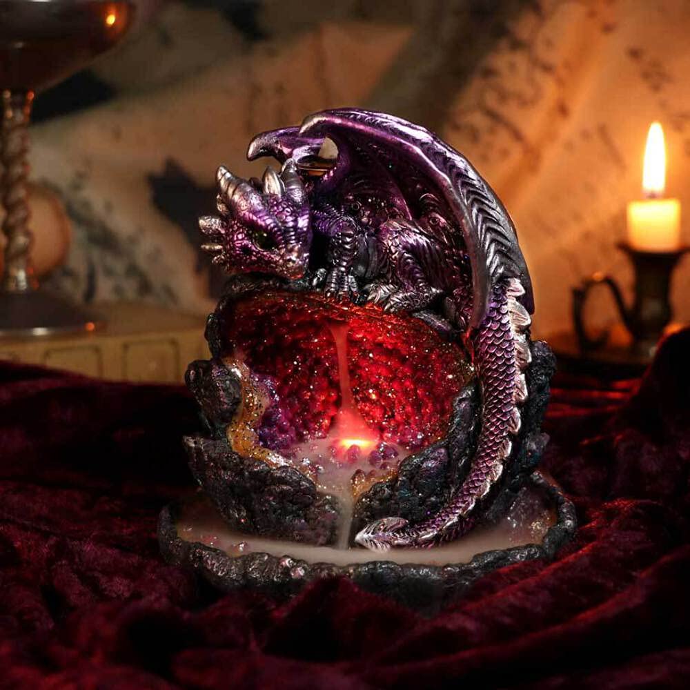 Crystalline Protector Purple Dragon Geode Backflow Incense Burner 14.2cm