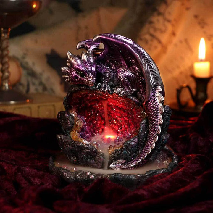 Crystalline Protector Purple Dragon Geode Backflow Incense Burner 14.2cm