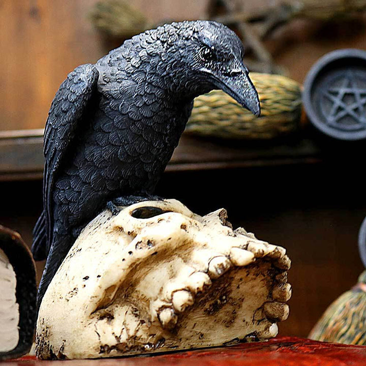 Raven Remains Figurine Crow Skull Gothic Ornament Ravens 13cm