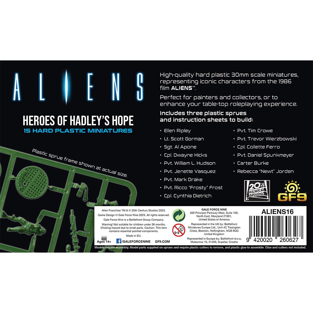 Aliens Heroes of Hadleys Hope Miniature Models Gale Force Nine Set 5
