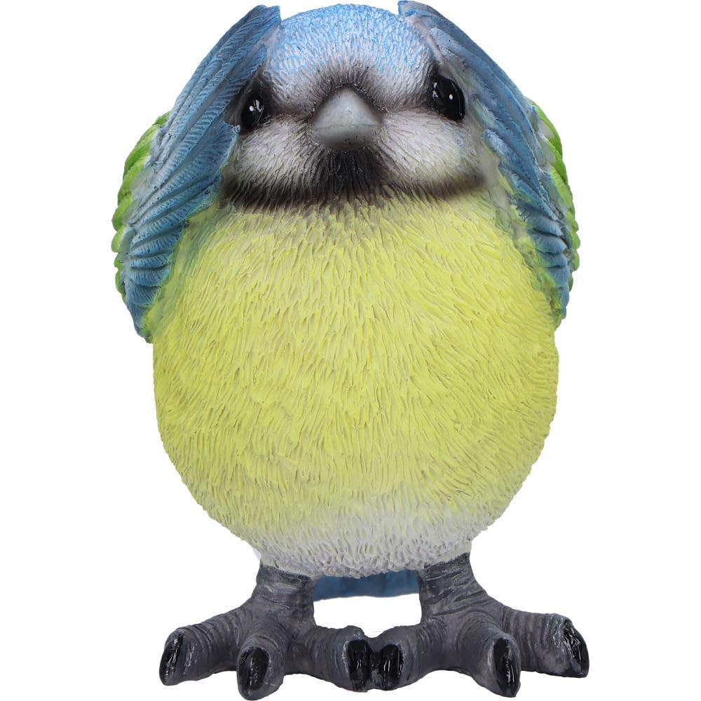 Three Wise Blue Tit Figurines in See no Hear Speak Evil Poses 8cm