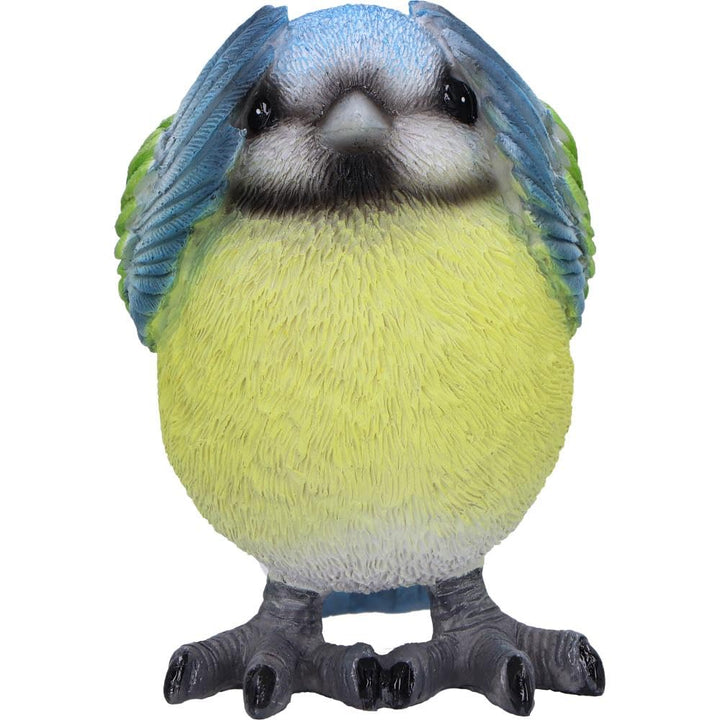 Three Wise Blue Tit Figurines in See no Hear Speak Evil Poses 8cm