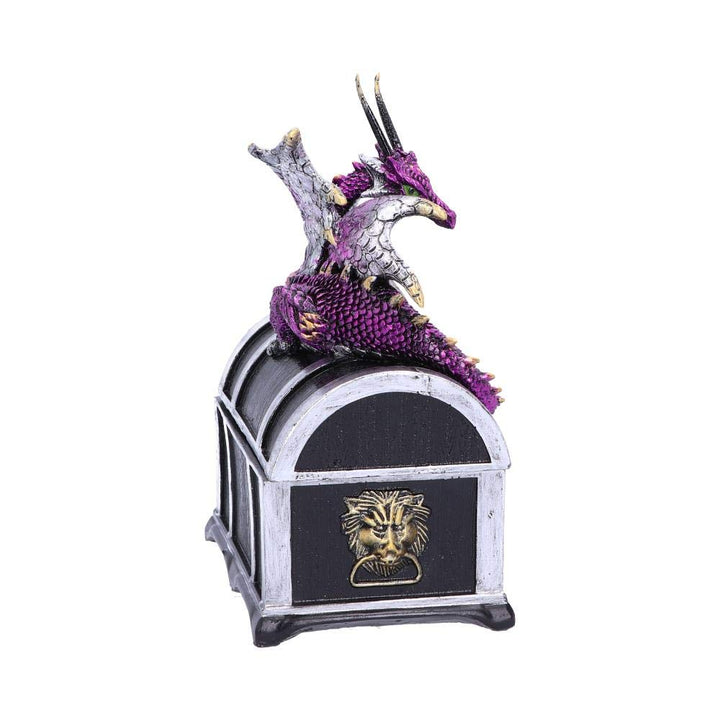 Reptilian Riches Dragon Sitting on a Treasure Chest Storage Box 15cm