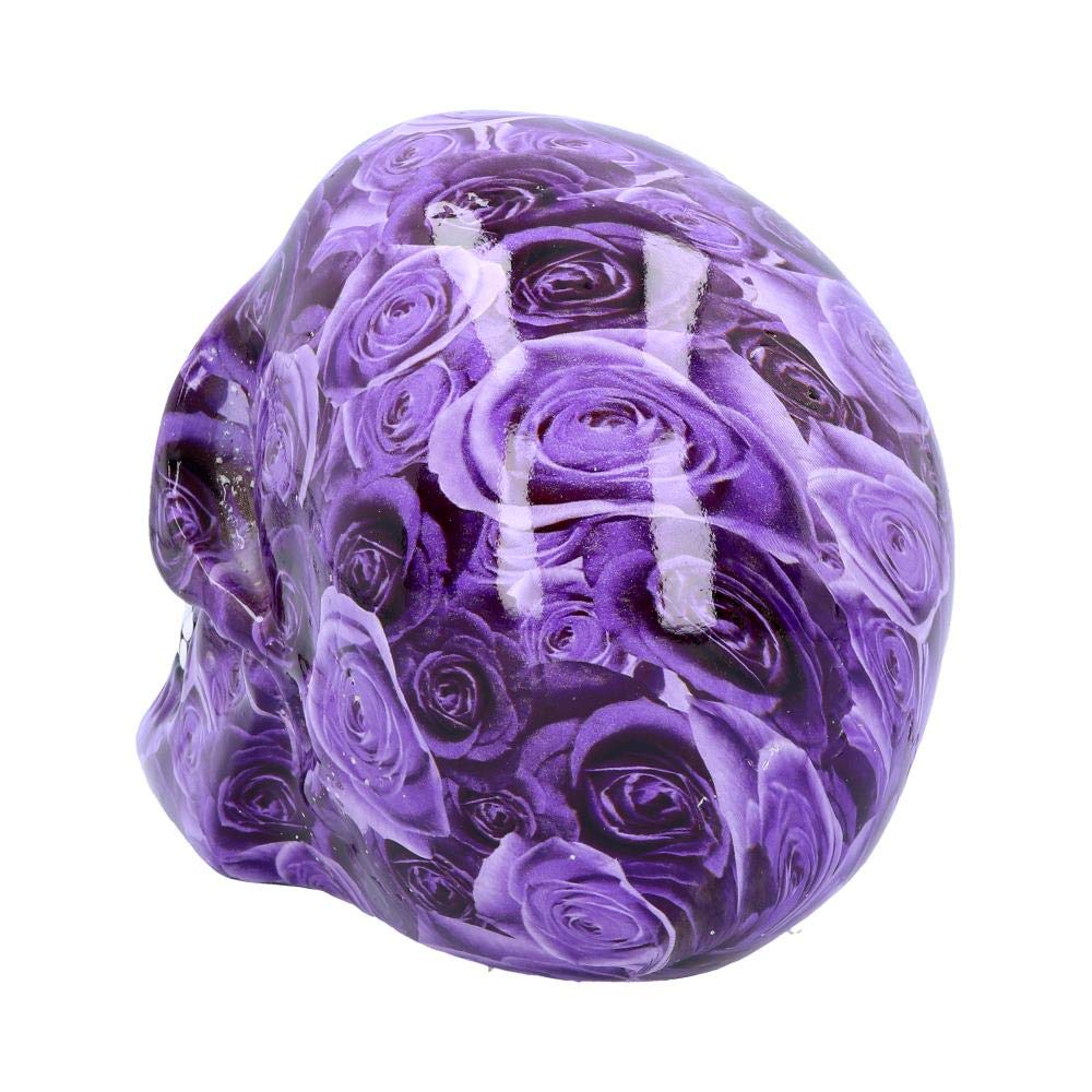 Purple Rose Romance Skull Ornament 18cm