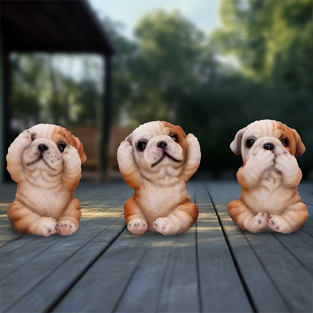 Three Wise Bulldogs Figurines Set of Three 7.5cm 7