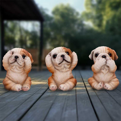 Three Wise Bulldogs Figurines Set of Three 7.5cm 7