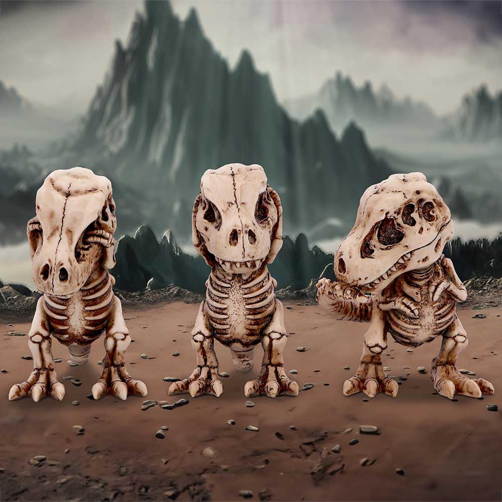 Three Wise Tyrannosaurus Rex Skeleton Figurines Skeletons 9.3cm 7