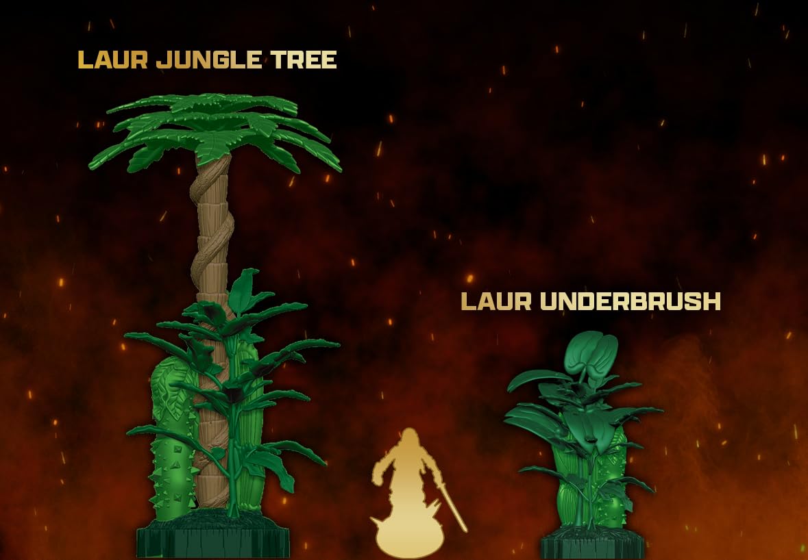 Renegade Game Studios Heroscape The Grove at Laur's Edge Terrain Pack | Build New Jungle environments Over which to Battle for Valhalla Contains : 3 Laur Jungle Trees 6 Laur Jungle Underbrush 2
