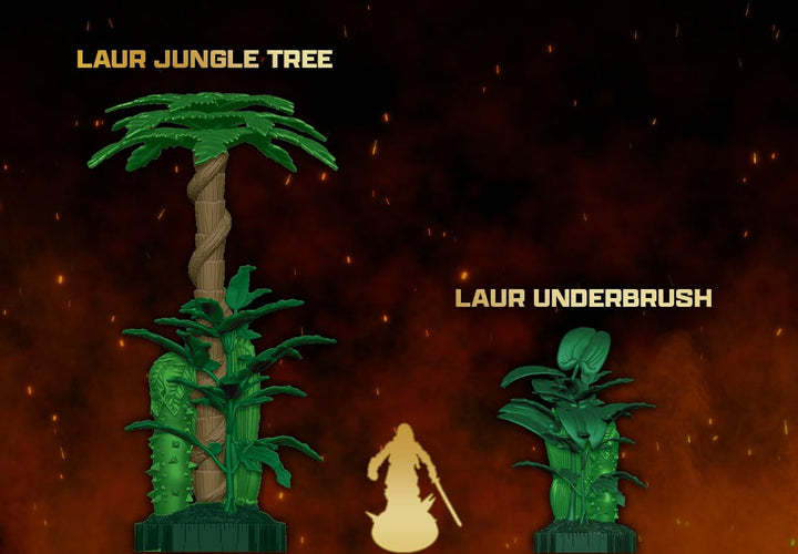 Renegade Game Studios Heroscape The Grove at Laur's Edge Terrain Pack | Build New Jungle environments Over which to Battle for Valhalla Contains : 3 Laur Jungle Trees 6 Laur Jungle Underbrush