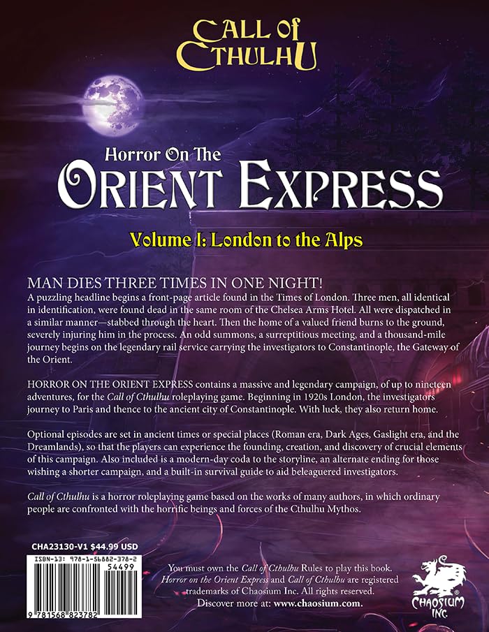 Call of Cthulhu Horror on the Orient Express Roleplaying Game by Chaosium 3
