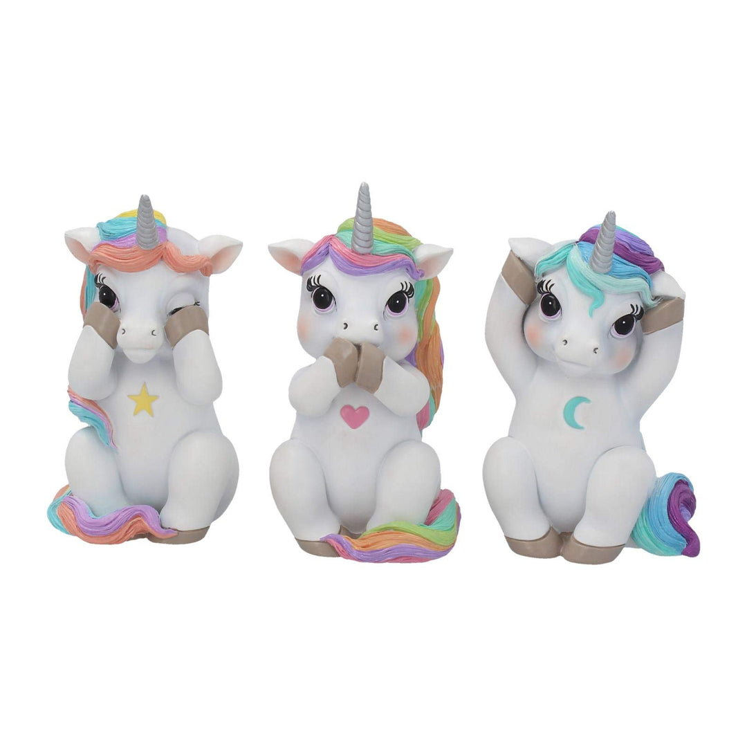 Three Wise Cutiecorns Ornament Cute Unicorn Figurine Set 9.5cm