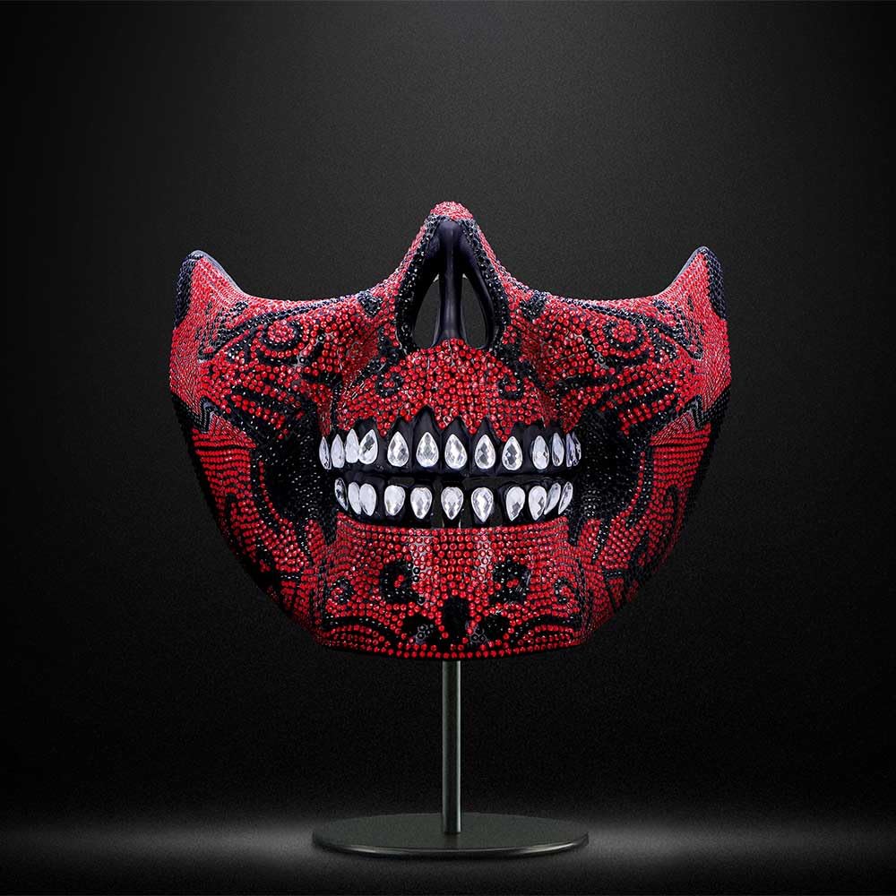 Jewelled Masquerade Red 17.5cm Mask for Cosplay 8