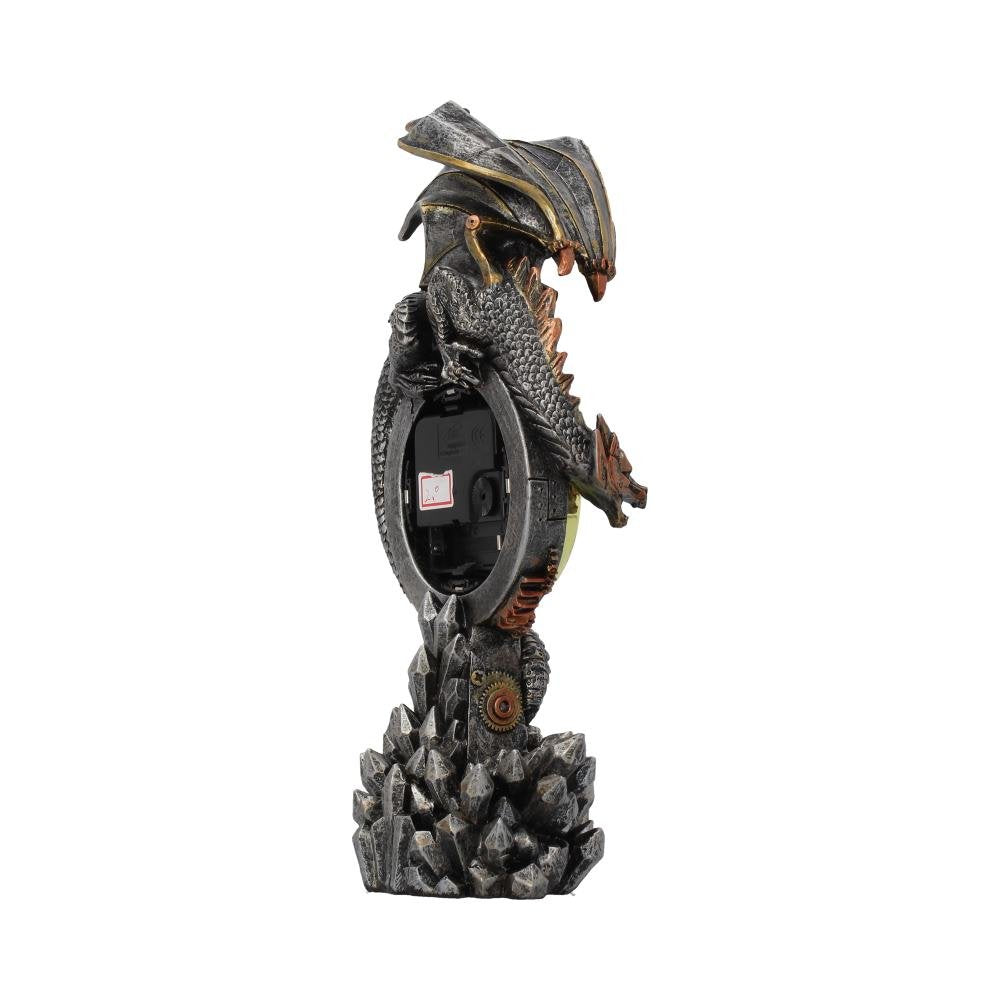 Clockwork Reign Steampunk Dragon Mantel Clock 28cm