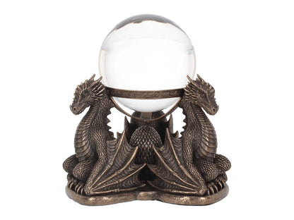 Bronze Dragons Prophecy Mythical Crystal Ball Holder 18.5cm 2