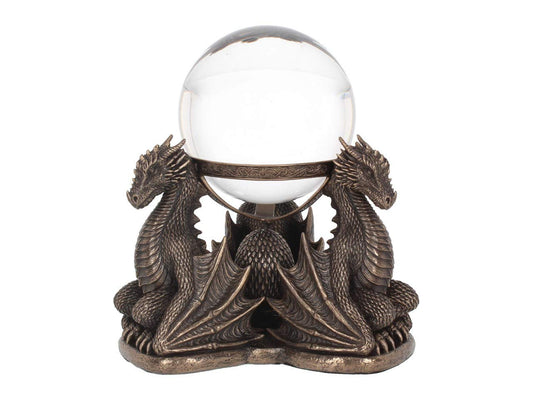 Bronze Dragons Prophecy Mythical Crystal Ball Holder 18.5cm 2