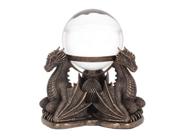 Bronze Dragons Prophecy Mythical Crystal Ball Holder 18.5cm