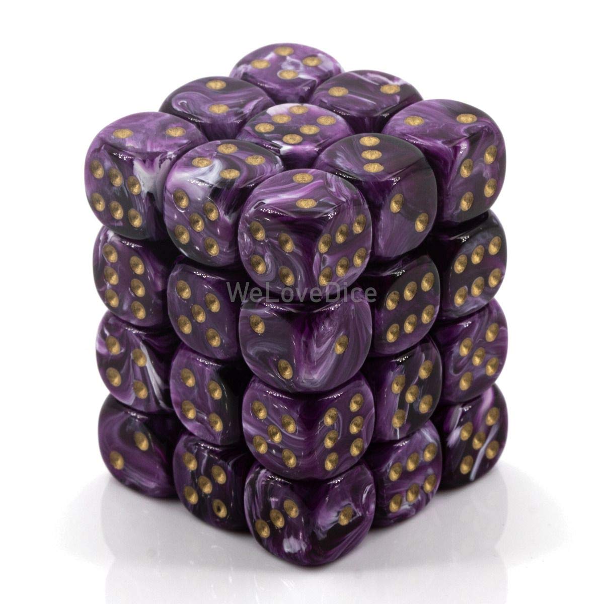 DND Dice Set-Chessex D&D Dice-12mm Vortex Purple and Gold Plastic Polyhedral Dice Set-Dungeons and Dragons Dice Includes 36 Dice – D6, Various (CHX27837) 1