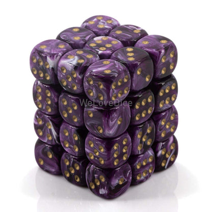 DND Dice Set-Chessex D&D Dice-12mm Vortex Purple and Gold Plastic Polyhedral Dice Set-Dungeons and Dragons Dice Includes 36 Dice – D6, Various (CHX27837) 1