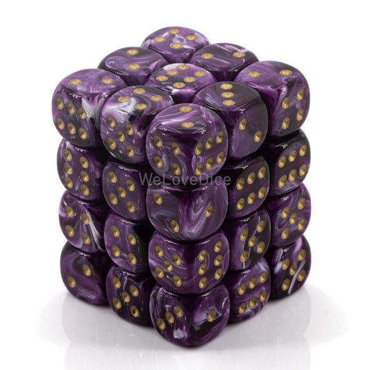 DND Dice Set-Chessex D&D Dice-12mm Vortex Purple and Gold Plastic Polyhedral Dice Set-Dungeons and Dragons Dice Includes 36 Dice – D6, Various (CHX27837) 1